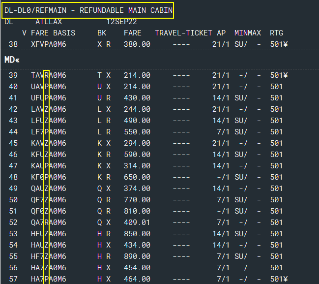 Sabre screen example